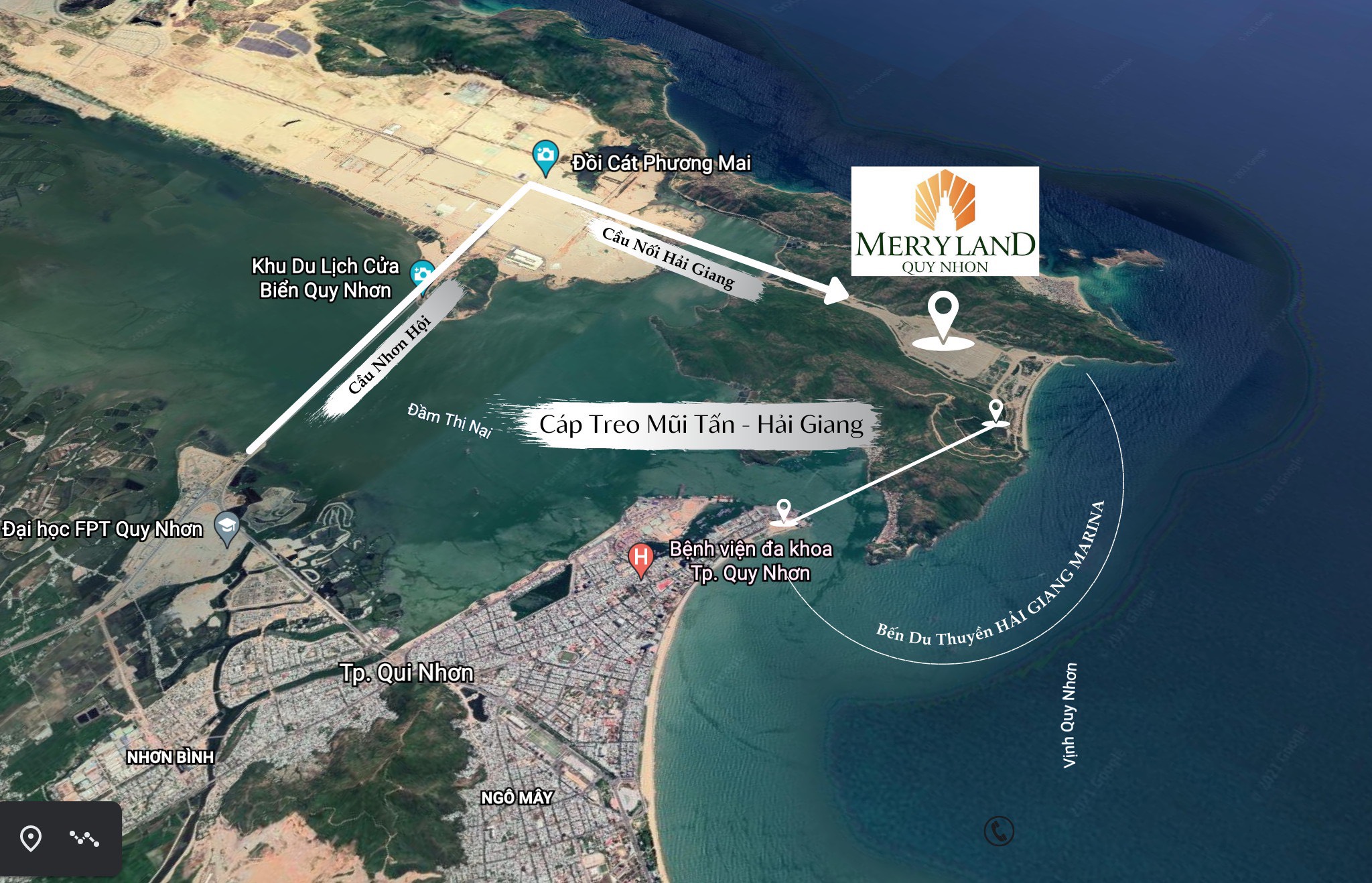 Vị trí kết nối từ MerryLand Quy Nhơn